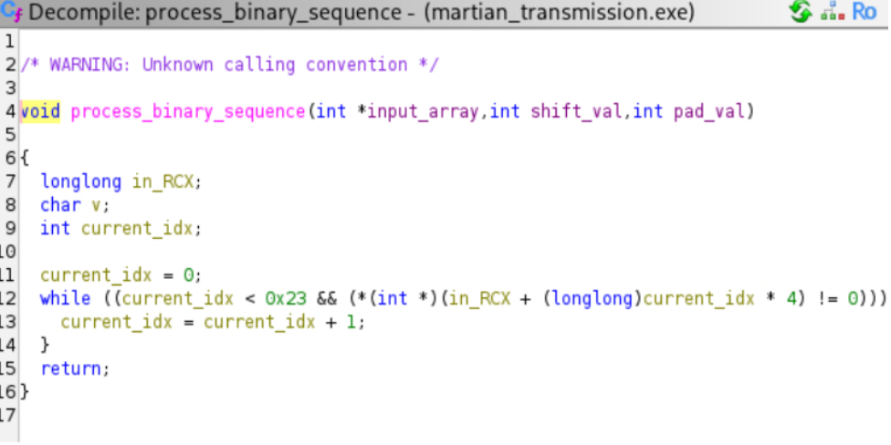 Ghidra main function calling process_binary_sequence